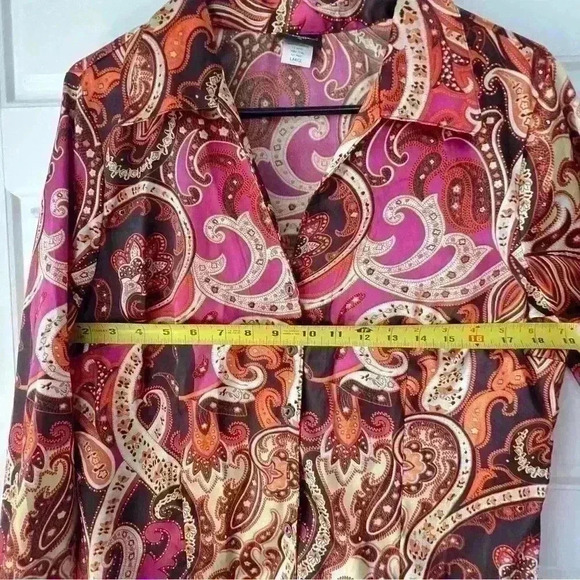 COPY - TAILOR B. MOSS SILKY PINK MAUVE BLOUSE SIZE LARGE - Picture 5 of 12